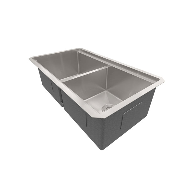 Sinber 33" Undermount Double Bowl Workstation Kitchen Sink with 304